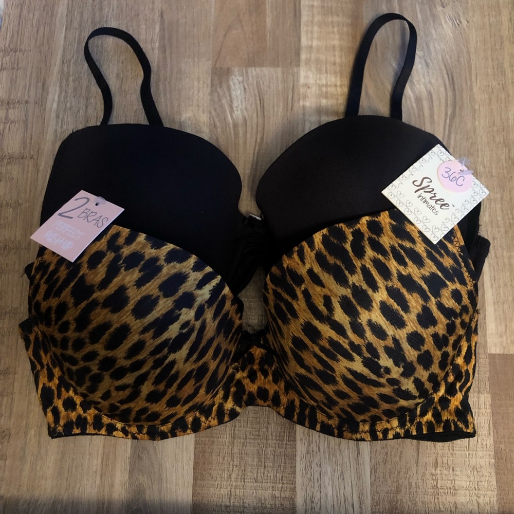 NEW Black & Leopard 36C Push-Up Bras
